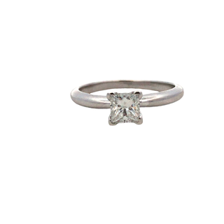 Vintage 14Kt White Gold Solitaire Prong Set With One Princess Cut Diam