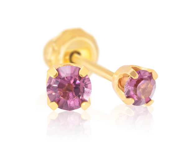 14Kt White Gold 3mm Amethyst Prong - February Studs