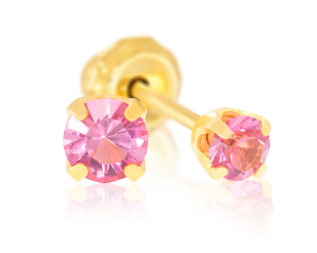 14k Yellow Gold October CZ Piercing Earrings