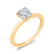 14K Yellow Gold Cushion Cut Diamond Solitaire Engagement Ring (Semi-Mo