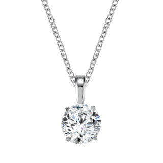 14kt White Gold Round Lab Grown Diamond Pendant 1.00ct F/G VS1 With 18