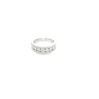 14Kt White Gold Fashion Ring With 3 Rows Of Round Diamonds 1.50Ct Tdw