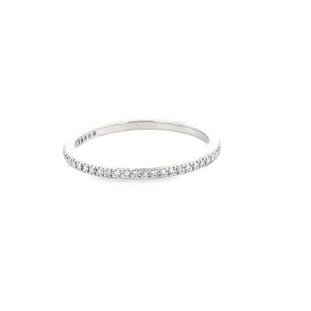 18Kt White Gold Thin Diamond Wedding Band With 39 Round Prong Set Diamonds .16Ct Vs1 G.  Goes With Engagement Ring 100-665