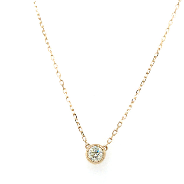 14kt Yellow Gold Bezel Pendant With Round Diamond .33tdw H/I SI1