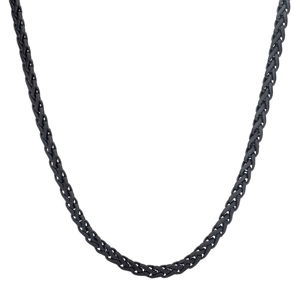 Stainless Steel Necklace With Black Ip Plating. 22"