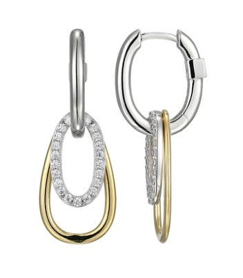 Sterling Silver Elle "Circadia" Rhodium And Yellow Gold Drop Earring