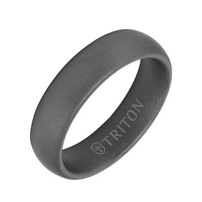 6mm Grey Tungsten Carbide Ring with Light Sandblasted Finish and Rolle