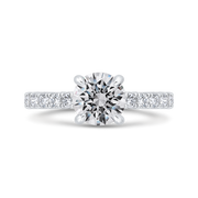 14K White Gold Round Diamond Solitaire Engagement Ring Mounting With 8